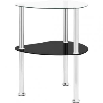 vidaXL 2-Tier Side Table Transparent & Black 38x38x50cm Tempered Glass