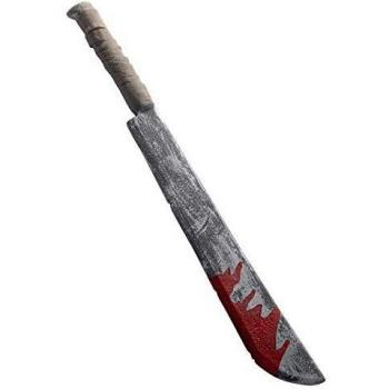 Smiffy's-36912 Cuchillo Largo con Manchas de Sangre, 74cm, Deluxe, Color Gris, No es Applicable