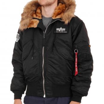 Alpha Industries 45P Hooded Custom Winter Bomber Jacket - Black - M to XXL