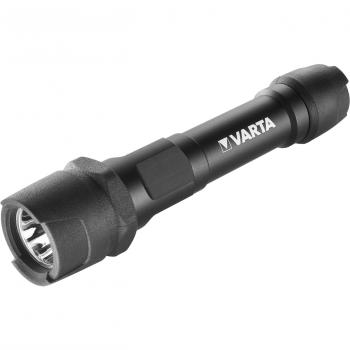 Linterna Profesional Varta LED 1W, Negra con 2 Pilas AA Incluidas, Indestructible y de Alta Luminosidad (100 Lumens)