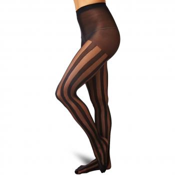 * Medias de rayas transparentes sólidas - Negro - Talla única - Pamela Mann