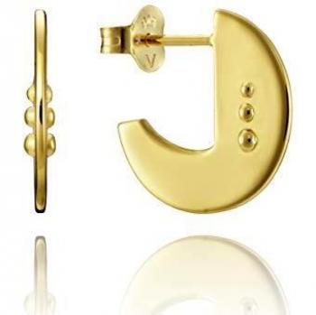 Viceroy Jewels - Pendientes Plata Chapada en Oro Semi Disco