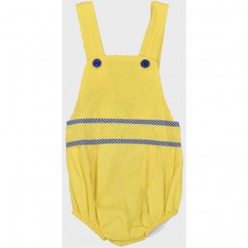 Ranita de bebé niño en plumeti amarillo con detalles bordados