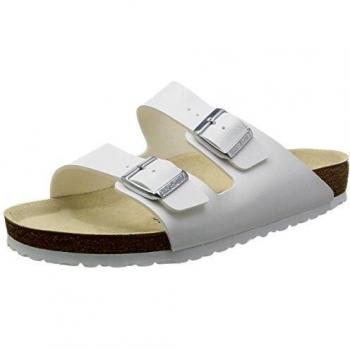 Sandalias Birkenstock Arizona - Pantuflas cómodas y ajustables, color blanco, talla 46