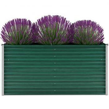 vidaXL Arriate Rectangular Acero Galvanizado Verde Macetero Plantador Patio