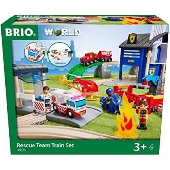 Set de Tren de Rescate Ravensburger BRIO World - 44 Piezas, Juguete de Madera para Niños y Niñas a Partir de 3 Años