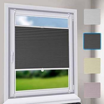 Sekey Estor Enrollable Plisado sin Taladrar Easy Fix Persianas Cortina Plisada para Puerta 75 x 130 cm Gris