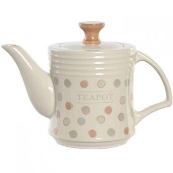 Tetera gres 22,5x12x16,5 1l topitos beige