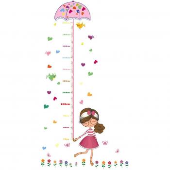 UniqueBella Vinilo Decorativo Infantil Adhesivo Pegatina de Pared para Medir Estatura Decoración Hogar Niña con Paraguas