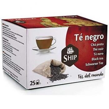 Ship - Infusión de Té Negro en Caja de 25 Unidades - Con Funda - Gran Antioxidante - Favorece el Metabolismo y Ayuda a la Digestión - Infusiones y Tes