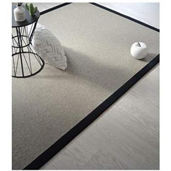 Alfombra de pura lana gris Killoo con trenza de algodón negro - 200 x 290 cm