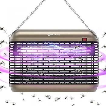 Lámpara Antimosquitos Exterior - 20W UV LED Mata Moscas Electrico Silencio 2000V Mata Mosquitos con Área 60m² para Interior y Exterior