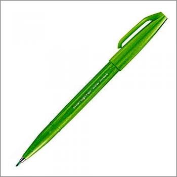 Rotulador de Caligrafía Pentel Brush Sign Pen con Punta Pincel, Verde Claro SES15C-KX