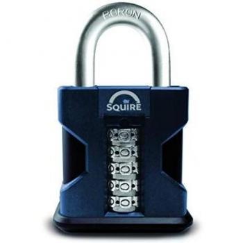 Henry Squire Stronghold 5 Wheel Open Shackle Combi Hardened Steel Padlock with Weather Cover