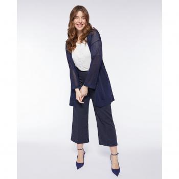 Cárdigan largo de lurex con brillo y estilo para mujer