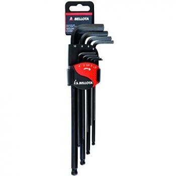 Bellota 6457-9 - Set de 9 Llaves Allen Hexagonales con Cabeza de Bola, Herramienta Fija Pavonada