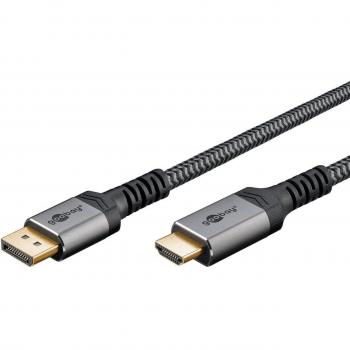 Cable DisplayPort a HDMI 4K@60Hz, 3m, Gris, Unidireccional, Conector Dorado