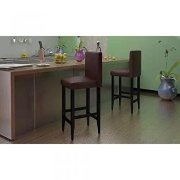 Set de 4 Taburete de Bar Moderno de Cuero Artificial Marrón
