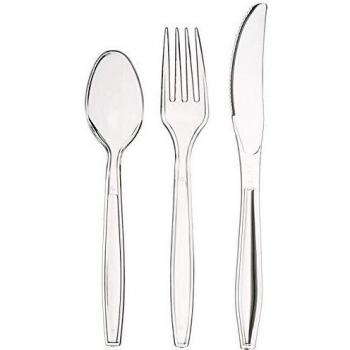Set de cubiertos robustos transparentes 50 horquillas 50 cucharas 50 cuchillos picnic fiestas de hospitalidad