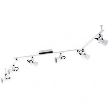 Regleta de Focos LED Trillo GU10 6x4,5W con Spots Móviles en Metal Blanco y Negro para Oficina y Sala de Estar