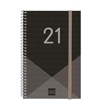 Finocam - Agenda 2021 Semana vista apaisada Espiral Year Negro Español, Mediano - E5-117x181 mm
