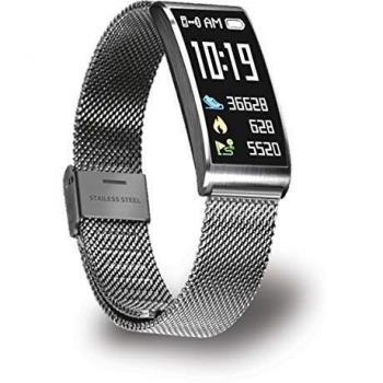 Muvit I/O Luxe Aqua - Pulsera de Actividad y sueño con Correa milanesa, Color Plata