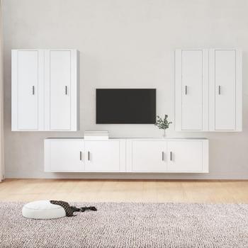 Set de muebles para TV 6 piezas madera contrachapada blanco Vidaxl