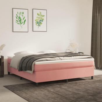 Estructura de cama box spring rosa 160x200 cm en terciopelo
