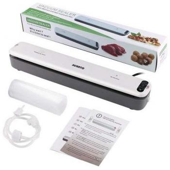 Envasadora al Vacío, ACRATO Sellador al Vacío Portátil con 3 modos de Funcionamiento Máquina del Vacío para Frutas, Verduras y Carne con 5pcs Bolsas de Vacío y 1 Tubo Manguera de Vacío