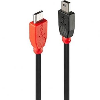 Lindy 31717 Cable USB 2.0 Tipo Mini-USB B a Micro-USB B de 0,5 Metros en Color Negro y Rojo