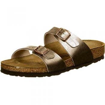 Sandalia Birkenstock Sydney Graceful Taupe de Birko-Flor para mujer, diseño estrecho