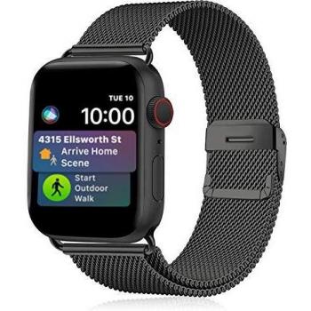 Funbiz Metal Correa Compatible con Apple Watch 38mm 40mm 42mm 44mm, Pulsera de Repuesto de Acero Inoxidable para iWatch Series SE 6 5 4 3 2 1, 42mm/44mm-Negro