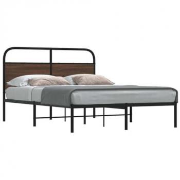 Estructura de cama sin colchón 135x190 cm madera compuesta roble marrón