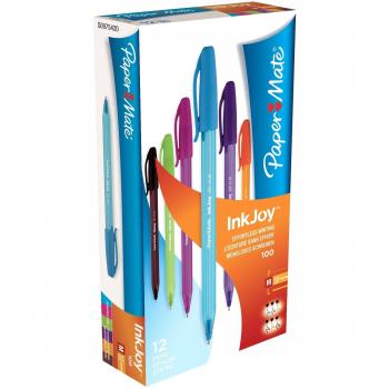 Paper Mate Inkjoy 100 - Bolígrafos de Punta Media 1mm, Paquete de 12, Colores Variados