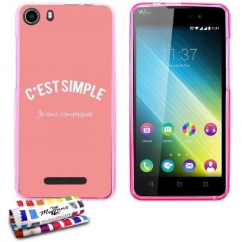 Carcasa Flexible Ultra-Slim WIKO LENNY 2 de exclusivo motivo [Soy complicado] [Rosa] de MUZZANO  + ESTILETE y PAÑO MUZZANO REGALADOS - La Protección Antigolpes ULTIMA, ELEGANTE Y DURADERA para su WIKO LENNY 2