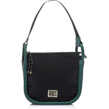 Mariamare Bolso de Hombro para Mujer Cord Negro con Perfil Reforzado y Cierre de Cremallera