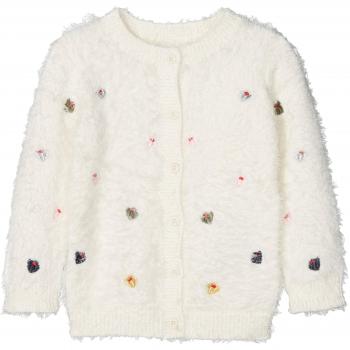 NAME IT Nmflatine LS Knit Card, Chaqueta Punto para Niñas, Blanco