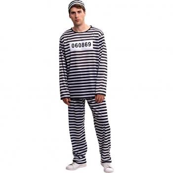 Rubie's Disfraz de Prisionero a rayas blanco y negro para hombre