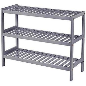 Estantería para baño de bambú de 3 niveles, organizador multifuncional, color blanco, dimensiones 70x26x55 cm