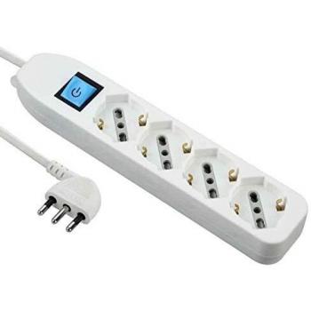 Multipresa 4 Tomas Schuko con Interruptor Blanco y Cable de 1,5 Metros