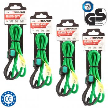 4CARS Juego de 4 piezas de Calidad premium cuerda, correa de equipaje cuerda elástica con ganchos, 100 cm de largo, 8 mm de espesor, color: verde