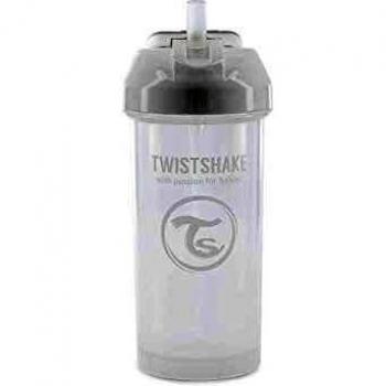 Twistshake Straw Cup Vaso de Aprendizaje para Beber con Antiderrame Boquilla con Silicona Pajita 360 ml, Taza de Entrenamiento para Sorber para Bebé, Sin BPA, 6 + Meses, Blanco