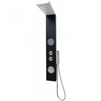 Panel de ducha Ducha Panel Columna de ducha Ducha Sistema completo de ducha Termostato aluminio Gran Ducha de lluvia alcachofa cuadrada con cascada ducha de mano ducha cabeza ducha grifo pared montaje pared conector blanco y negro a102bw de T