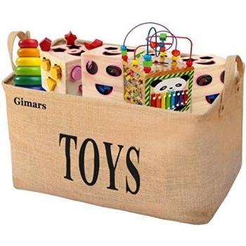 Gimars Contenedor de Canasta para Juguetes Caja de Almacenamiento Plegable sin Tapa Organizadores Juguetes niños en Yute