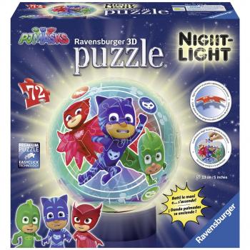Puzzle Globo 3D Ravensburger - Héroes en Pijama, 72 Piezas