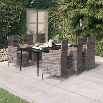 7-Piece Grey Garden Dining Set with Cushions