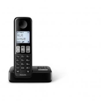 Teléfono DECT Philips D2551B Inalámbrico con Identificador de Llamadas y Contestador Automático, Color Negro