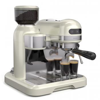 Klarstein Bella Café Máquina de Espresso Vintage con Molinillo, 19 Bar, Espuma de Leche, 2 Tazas, 1550 W