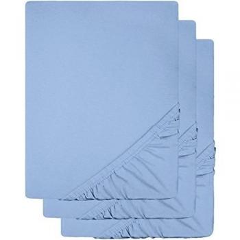 CelinaTex Lucina bebés niños sábanas Ajustables Camas para bebé Camas para niños algodón 3er-Set 60x120-70x140 cm Azul Aqua