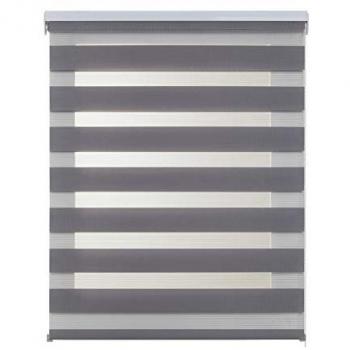 Estor Enrollable Noche y Día Premium con Doble Tejido Plata 180 x 180 cm para Salón, Comedor y Dormitorio